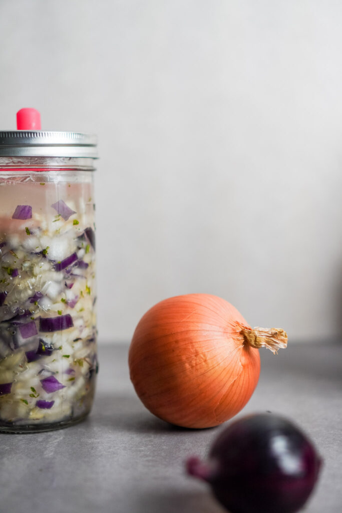 Zwiebeln mit mediterranen Kräutern fermentieren